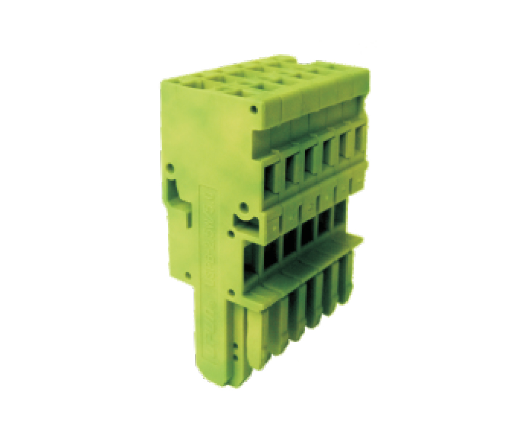 Разъем для клемм UWP-2.5W/5.0JD-9 - Разъем для клемм, шаг 5.0 мм, 9 полюсов, угол 45 град, цвет: желто-зеленый