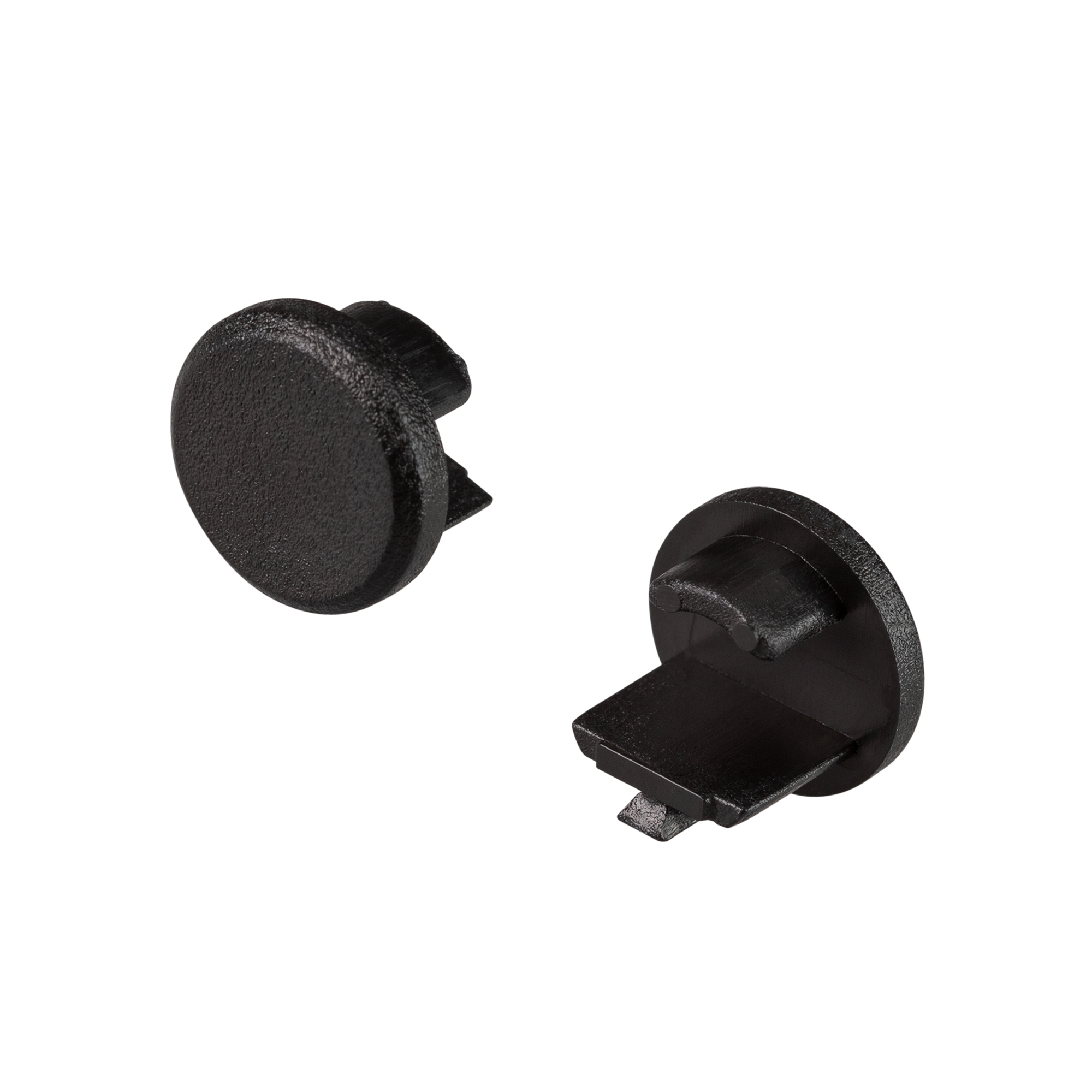 Заглушка для ROUND-D10.5 BLACK глухая 033037 - Заглушка чёрная пластиковая для профиля ROUND-D10.5. В комплекте 2 заглушки, цена за комплект.