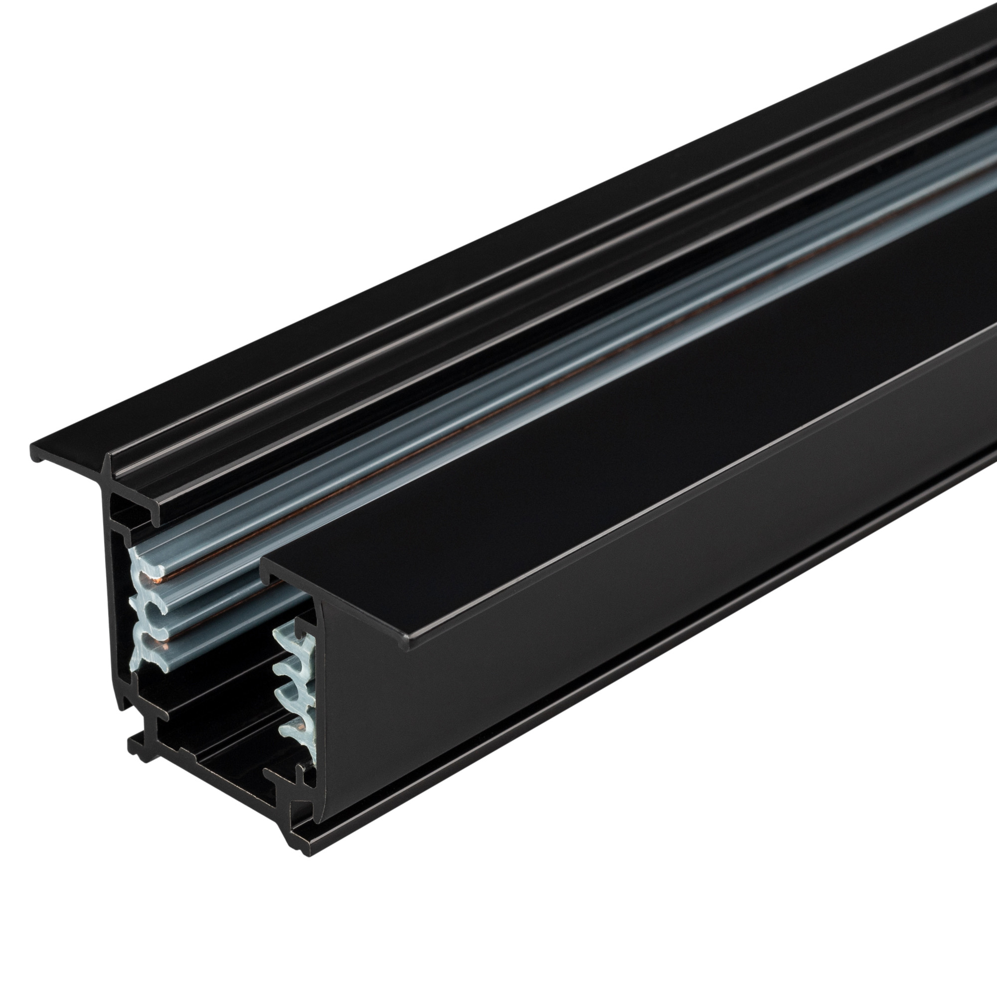 Трек встраиваемый LGD-4TR-TRACK-F-2000-BK-M (C) 027865(1) - 3-фазный встраиваемый трек 4TR, на 4 провода, длина 2м. Цвет черный глянцевый. Коннектор питания и заглушка приобретаются отдельно. Размер ДxШxВ: 2000x56x33мм. Ширина встраиваемой части 32,4мм. П