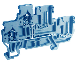 Этажная клемма UJ5-2.5WV/2X2(BU) - Этажная клемма для подключения разъемоа, тип фиксации провода: пружинный, номинальное сечение: 2,5 мм кв., 24A, 500V, ширина: 5 мм, цвет: синий, тип монтажа: DIN 35