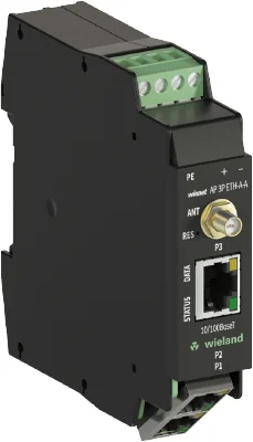 Точка доступа WIENET AP 3P ETH-A-A - Точка доступа WLAN серии WieNet, 3 порта RJ45 скорость передачи 10/100 MBit/s, WiFi IEEE 802.11n / g / b, подключение внешней антенны через разъем SNA (антенна не входит в комплект поставки), номинальное напряжение: 9-