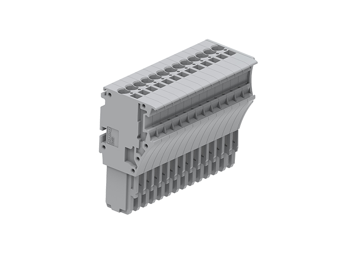 Вилка штекерная 2150-113 - Вилка штекерная для клемм с разъемом, тип фиксации провода: пружинный, 13 полюсов, мм кв., 13,5A, 500V, цвет: серый