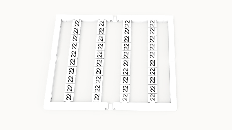 Марк.  кассета ZW5-40P-19-100Z(H) - Маркировочные шильдики для клемм WS…, сечением 2,5 мм кв., верхняя, 40 шильдиков нанесенные символы: 22 (4 полоски), с вертикальным расположением, размер шильдика: 4.5x4.9 мм, цвет белый