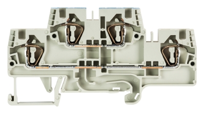 Клемма этажн. WKFN 4 E/N/D/35 - Этажная клемма, верхний уровень - синий, нижний уровень - серый, тип фиксации провода: пружинный, номинальное сечение: 4 мм кв., 32A, 500V, ширина: 6 мм, цвет: серый, тип монтажа: DIN 35