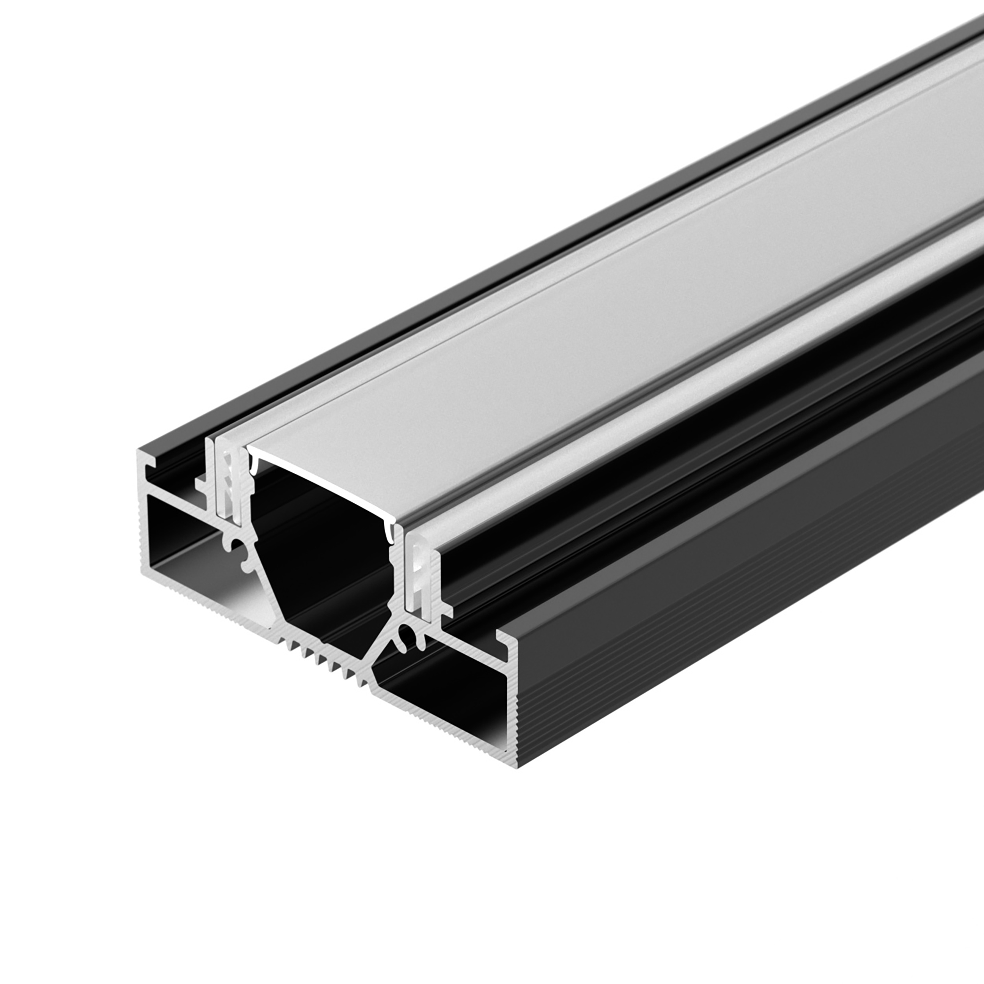 Профиль STRETCH-20-CEIL-D-CENTER-2000 BLACK 042946 - Алюминиевый профиль SLOTT for ARLIGHT для монтажа натяжных потолков (центральная световая линия). Самонесущая конструкция для крепления натяжного потолка с пазом для установки светодиодной ленты. Для со