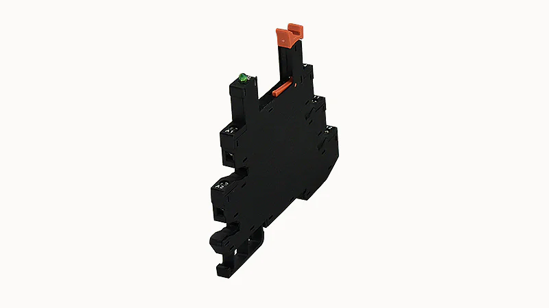 Колодка для реле DPSF06A-E3 - Колодка для реле DRPS, 6A, 250V, фиксация провода: зажимная клетка, с защитой от прикосновения, пластик, цвет: черный монтаж на DIN рейку