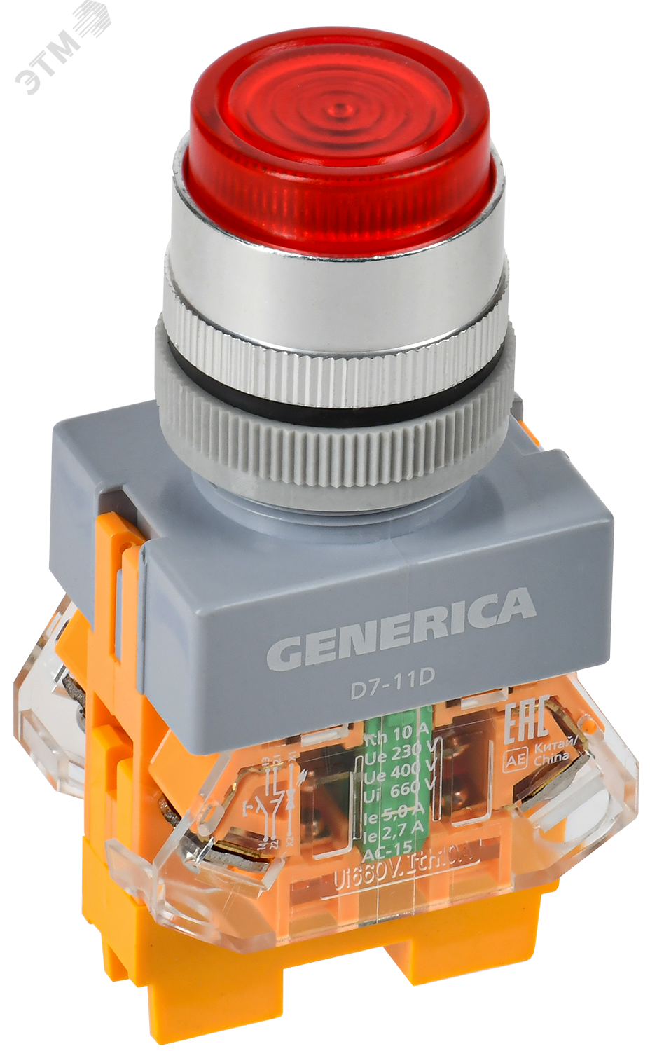 Кнопка D7-11D d=22мм 1з+1р с подсв. кр. GENERICA BBT50-11D-3-12-K04-G