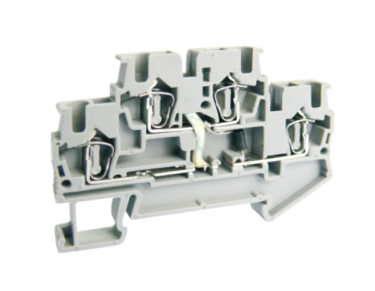 Этажная клемма UJ5-2.5/2-2DX250 - Этажная клемма, с диодом, с LED 250V, тип фиксации провода: пружинный, номинальное сечение: 2,5 мм кв., 26A, 500V, ширина: 5,2 мм, цвет: серый, тип монтажа: DIN 35