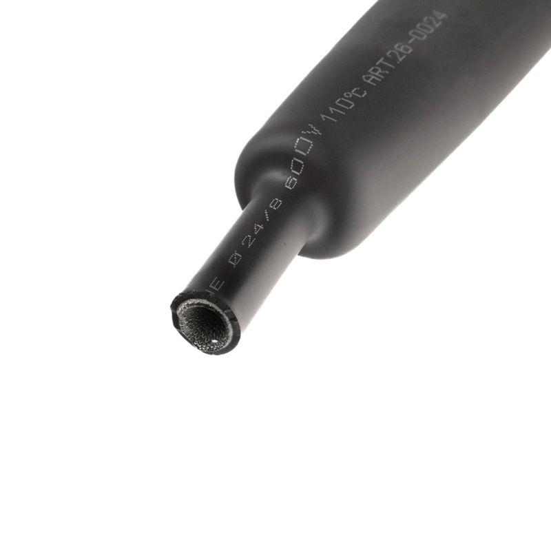 Трубка термоусадочная СТТК (3:1) 24/8 черная - двустенная клеевая, 1 метр, не поддерживает горение