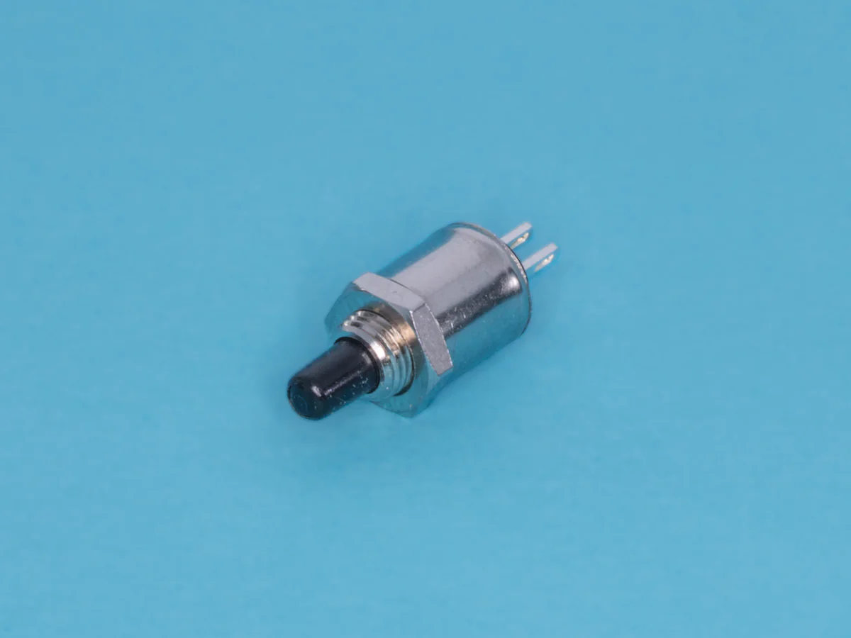 PSW-4-B - Кнопка круглая 2,8мм 220В 0,3А, крепление гайка, НР, черная
