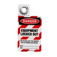 gws105722 - Бирка для замков с армированным кольцом "DANGER EQUIPMENT LOCKED OUT", каландрированный винил, 76.2х50.8 мм, цвет – черный, красный на белом, 1 шт/упак