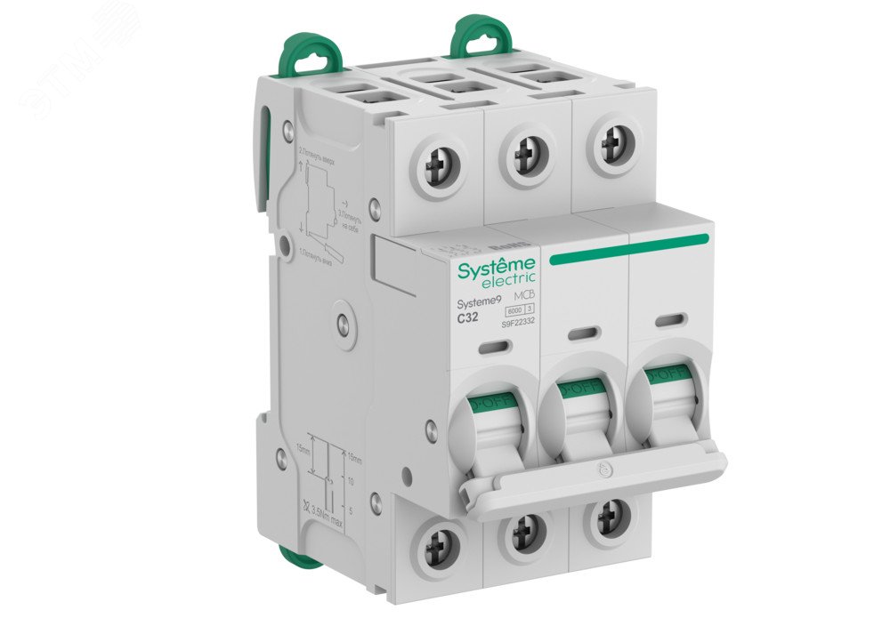 Автоматический выключатель (АВ) C 32A 3P 6kA 400В Systeme9 S9F22332