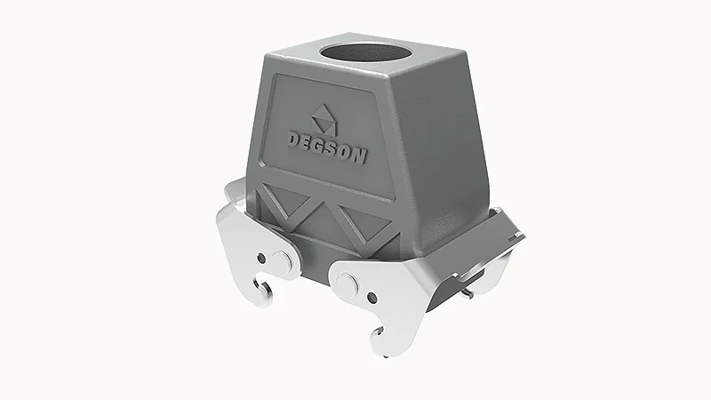 Крышка разъема D10B-TE-4g-M25 - Крышка разъема на кабель, типоразмер 10B, стандартное исполнение, без уплотнителя, 1 отверстие с резьбой для кабельных вводов M25x1,5, с верхним расположением, без защелок (упоры для двух защелок), материал корпуса: алюмини