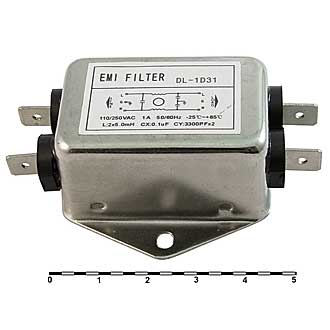 DL-1D31   1A. 250V - Однофазный сетевой фильтр 1А 250В