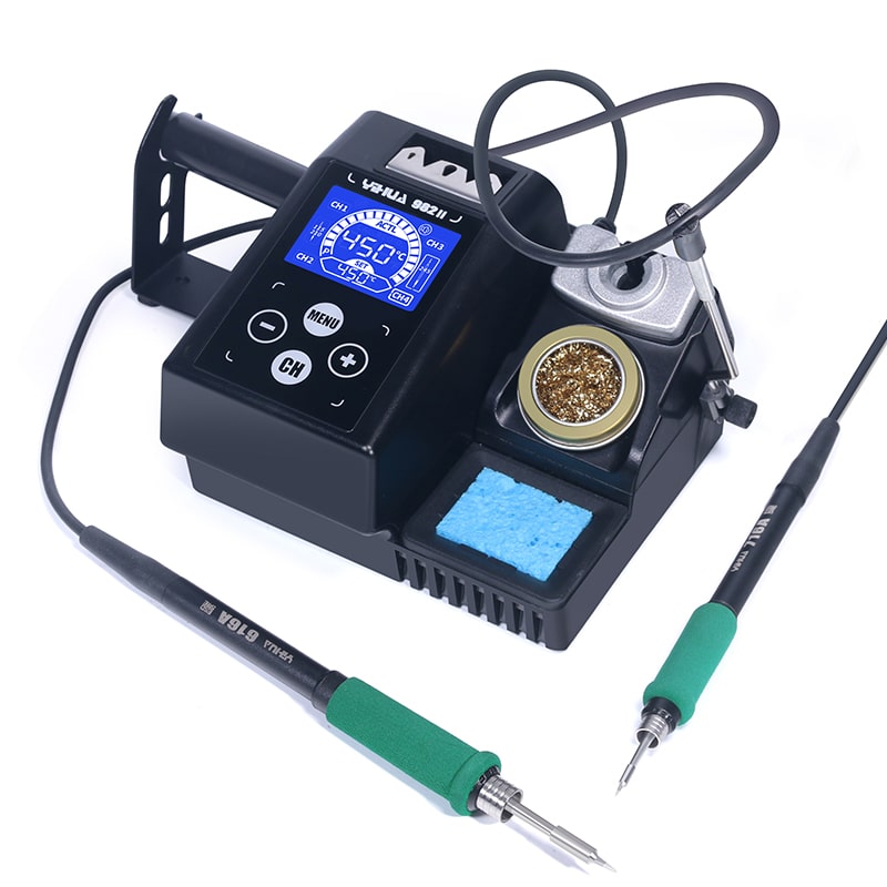 YIHUA 982-II (C210+245) - Паяльная станция 50/120Вт, регулировка температуры нагрева 90°C~450°C, в комплекте два сменных жала на разную мощность, держатель припоя, губка и стружка для чистки жала