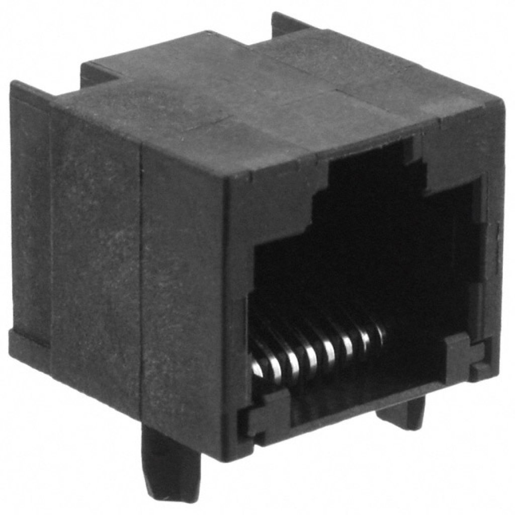 1-406525-1 - Модульный разъем, Cat5, RJ45, Серия 406525, Гнездо, 8 контакт(-ов), 8 вывод(-ов), 1 порт(-ов)