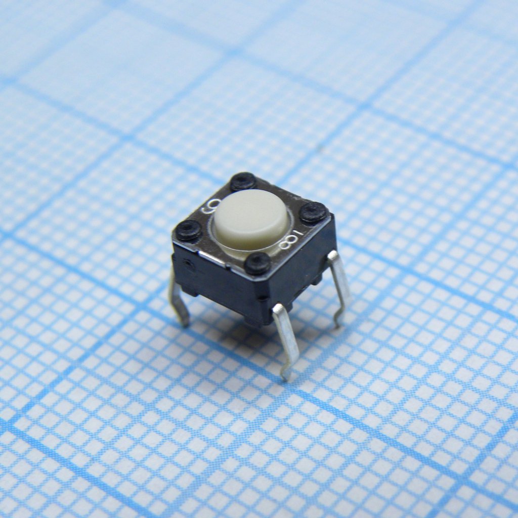 B3F1000 - Кнопка тактильная 6х6 h=4.3мм (3.4мм+толкатель 0.9мм) 0.98N 0,05A 24В