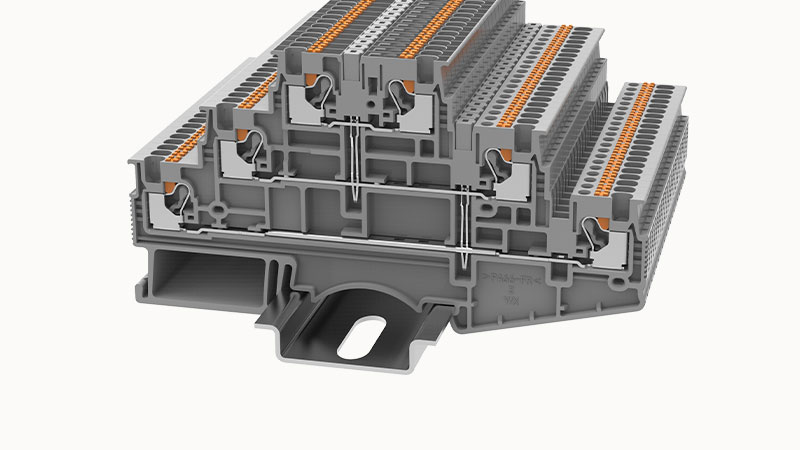 Этажная клемма DS1.5-3L-PV-01P-11 - Этажная клемма, тип фиксации провода: Push-in, перемычка между этажами, номинальное сечение: 1.5 мм кв., 17,5A, 500V, ширина: 3,5 мм, цвет: серый, втычная перемычка, тип монтажа: DIN35