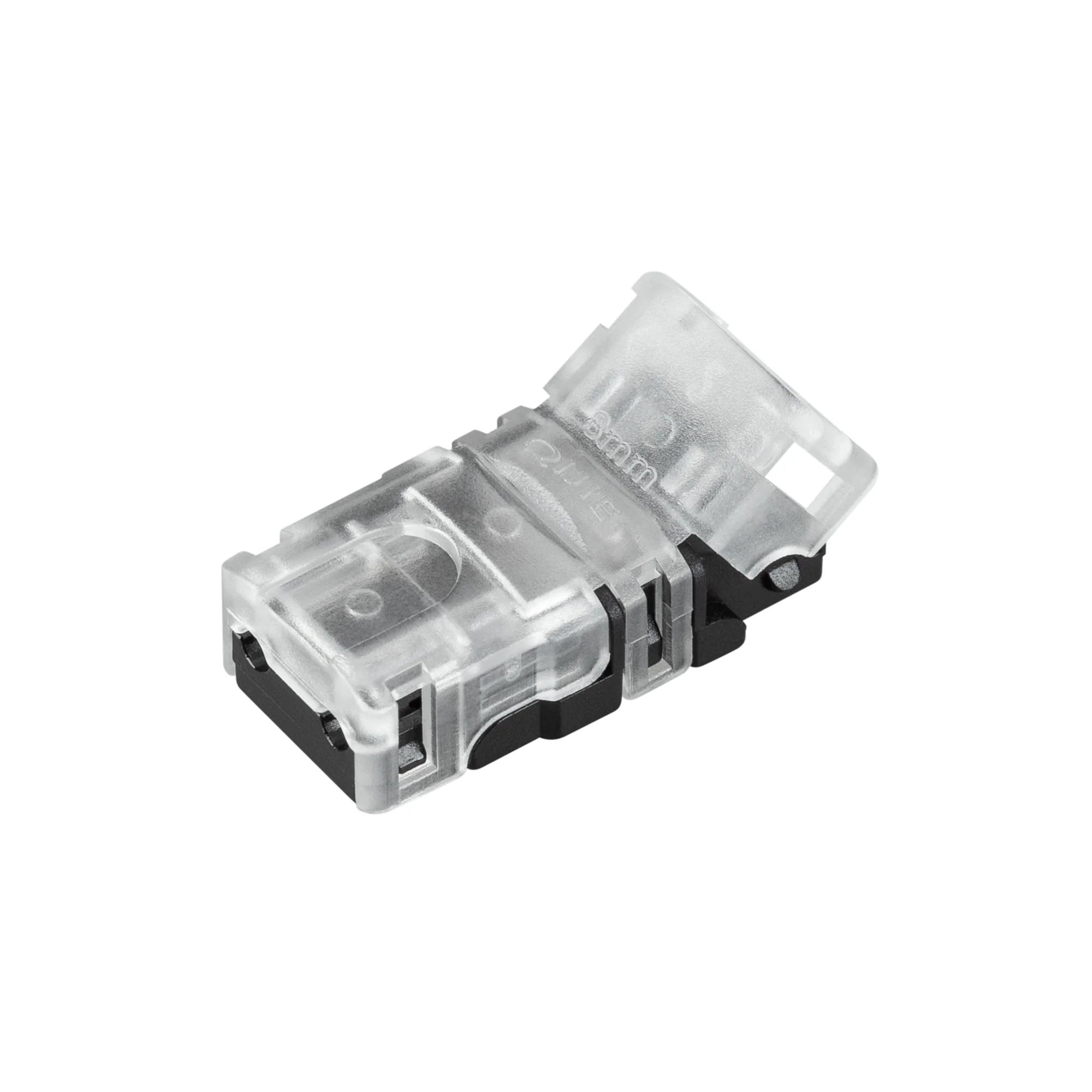 Коннектор HIP-MONO-8mm-2pin-STW-HD 042070 - Одиночный коннектор (без провода) для подключения питания к открытым IP20 светодиодным одноцветным лентам шириной 8 мм с высокой плотностью светодиодов. Материал - прозрачный пластик. Обеспечивает соединение без