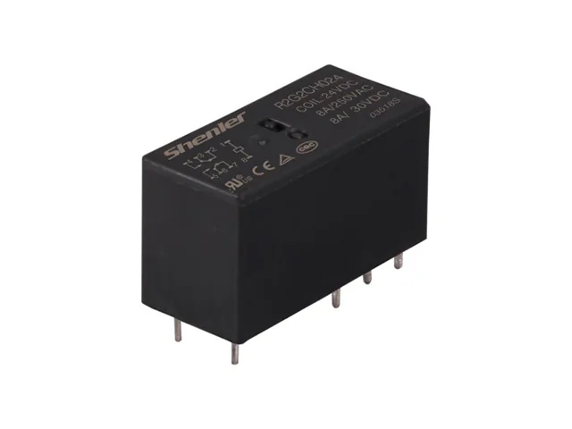 Реле R2G2CH024 - Силовое реле, 2 группы переключающих контактов, 24VDC, 8A, расстояние между ножками 5 мм, цвет: черный, для колодок серий SRC*-ST, SRC*-P, SRB*-E, SRC*-E