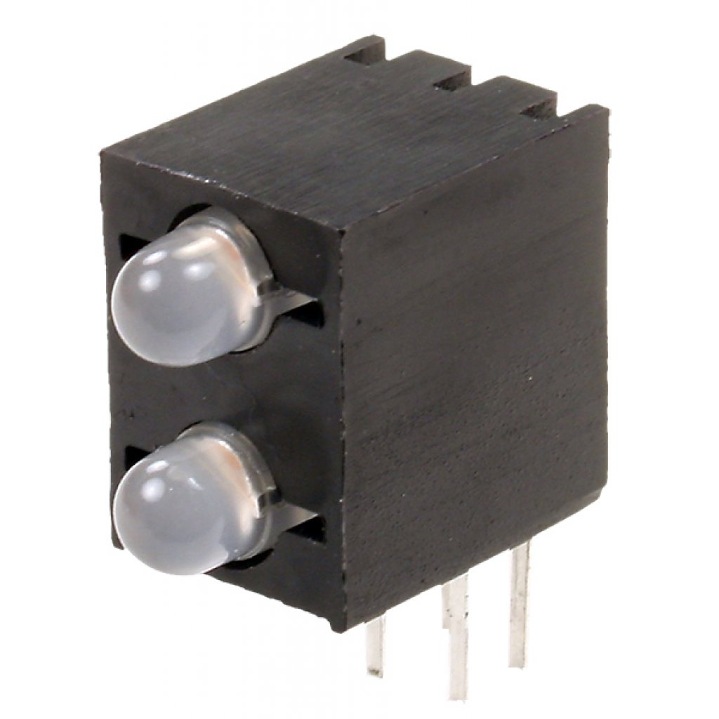 L-130WCP/2EGW - Светодиодный модуль 2хLED 3мм красный/625нм/8-30мкд/ - зеленый/525нм/8-25мкд/белый матовый/60°