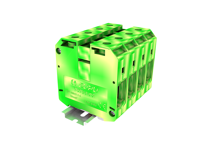 Заземляющая клемма TU70-2-PE - Заземляющая клемма, тип фиксации провода: винтовой, номинальное сечение: 70 мм кв., ширина: 20,4 мм, цвет: желто-зеленый, тип монтажа: DIN 35