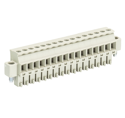 Розетка Wiecon 8813 B / 16 VR F OB - Розеточный разъем, прямой, на кабель, с монтажными фланцами, шаг 3,81 мм, 16 полюсов, номинальное сечение: 1,5 мм кв., винтовая фиксация провода, 250V, 8А, без маркировки, цвет: серый, серия 8813 B VRF