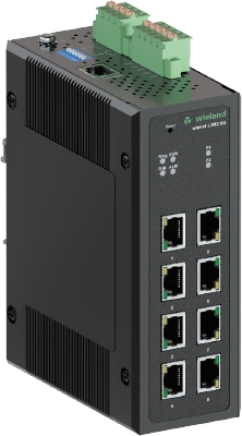 Коммутатор WIENET L2MS 8G - Коммутатор серии WieNet, управляемый, 8 портов RJ45 скорость передачи 10/100 MBit/s, номинальное напряжение: 9-57 VDC, монтаж: на DIN рейку, материал корпуса: алюминий