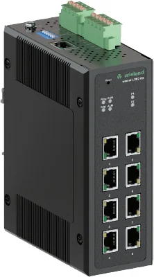 Коммутатор WIENET L2MS 8G - Коммутатор серии WieNet, управляемый, 8 портов RJ45 скорость передачи 10/100 MBit/s, номинальное напряжение: 9-57 VDC, монтаж: на DIN рейку, материал корпуса: алюминий