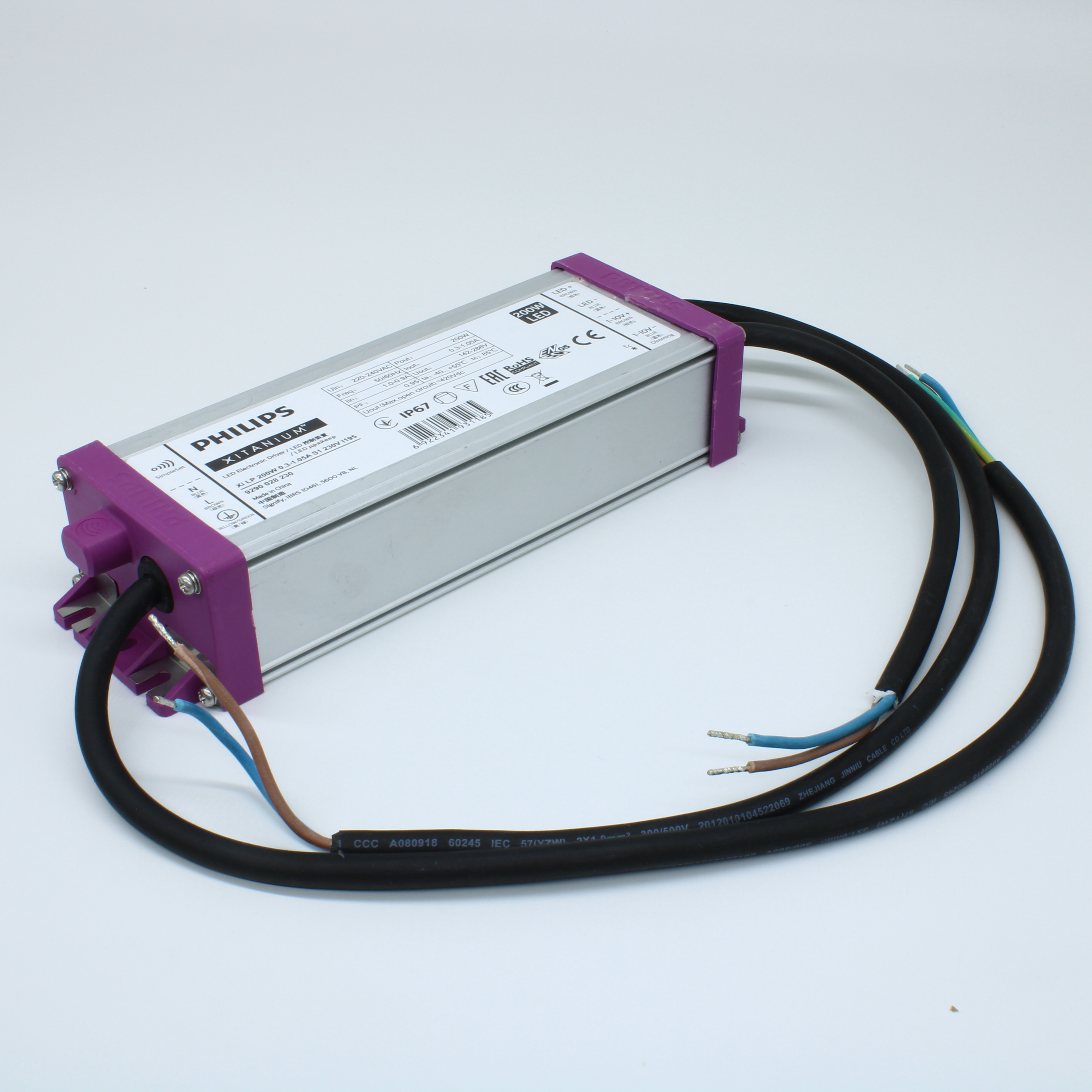XI LP 200W 0.3-1.05A S1 230V I195 - AC-DC, 200Вт, ККМ,  стабилизация тока, Вход 85…305В AC, 45…66Гц, выход (0.7А) 0.3...1.05А / 142…286В DC, 195x68x40мм, -40…+55°C, SimpleSet, CLO, Dynadimmer, 1-10В (1-9В, 0-5 reverse, 1-9 reversed)