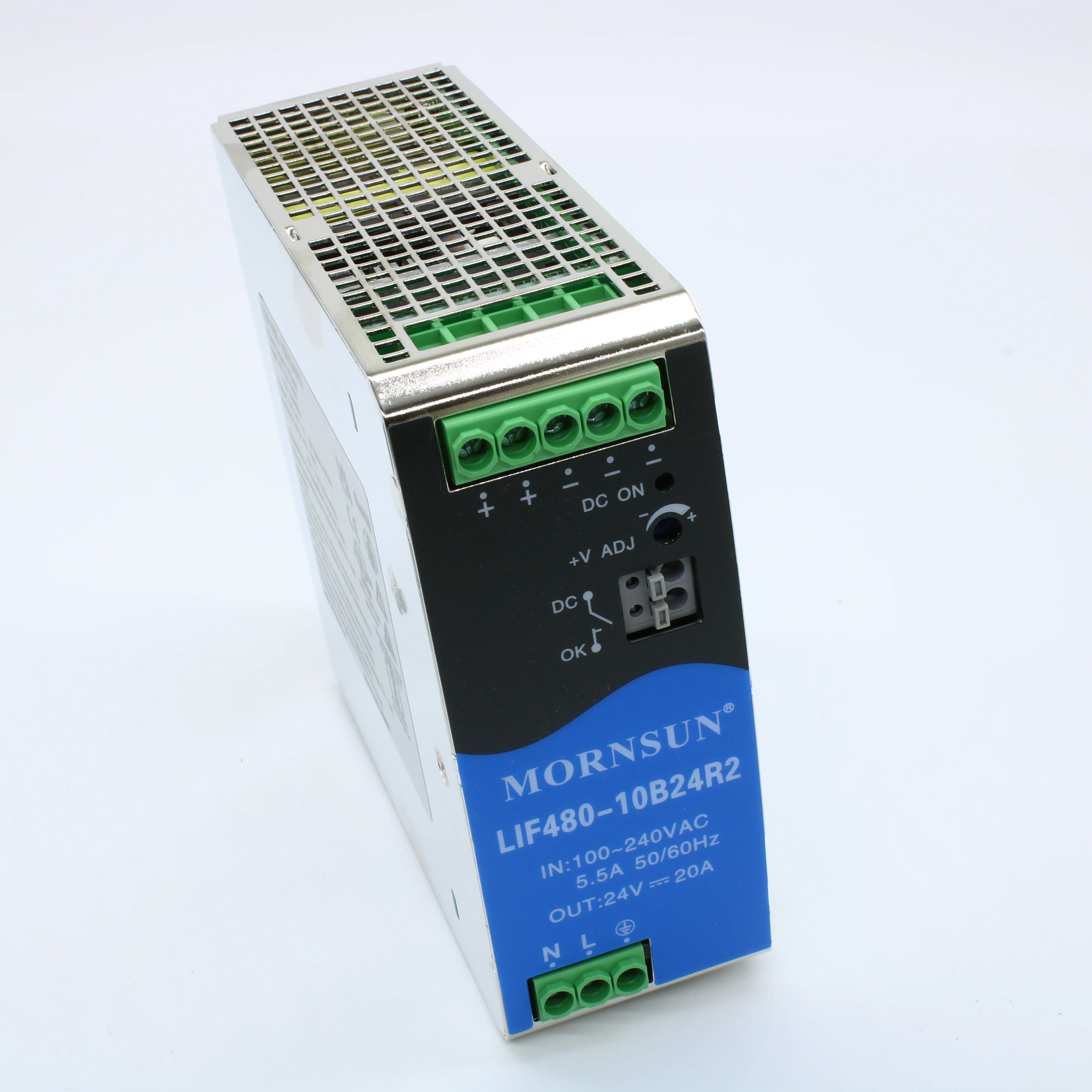 LIF480-10B24R2 - Преобразователь AC-DC на DIN-рейку  480Вт, выход 24В/20, вход 85…264V AC, 47…63Гц изоляция 3000В AC -40…+70°С