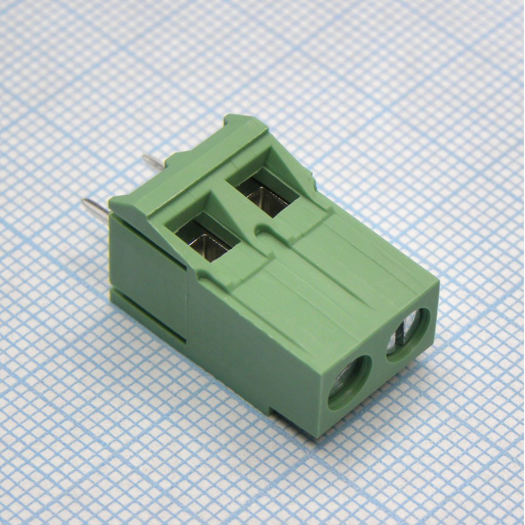 DG635-6.35-02P-14-00A(H) - Винтовой клеммный блок c рельефной обоймой, 2 контакта. Серия DG635-6.35