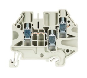 Клемма WT 4 D1/2 - Клемма проходная, 3 точки подключения, тип фиксации провода: винтовой, номинальное сечение: 4 мм кв., 32A, 500V, ширина: 6 мм, цвет: серый, тип монтажа: DIN 35