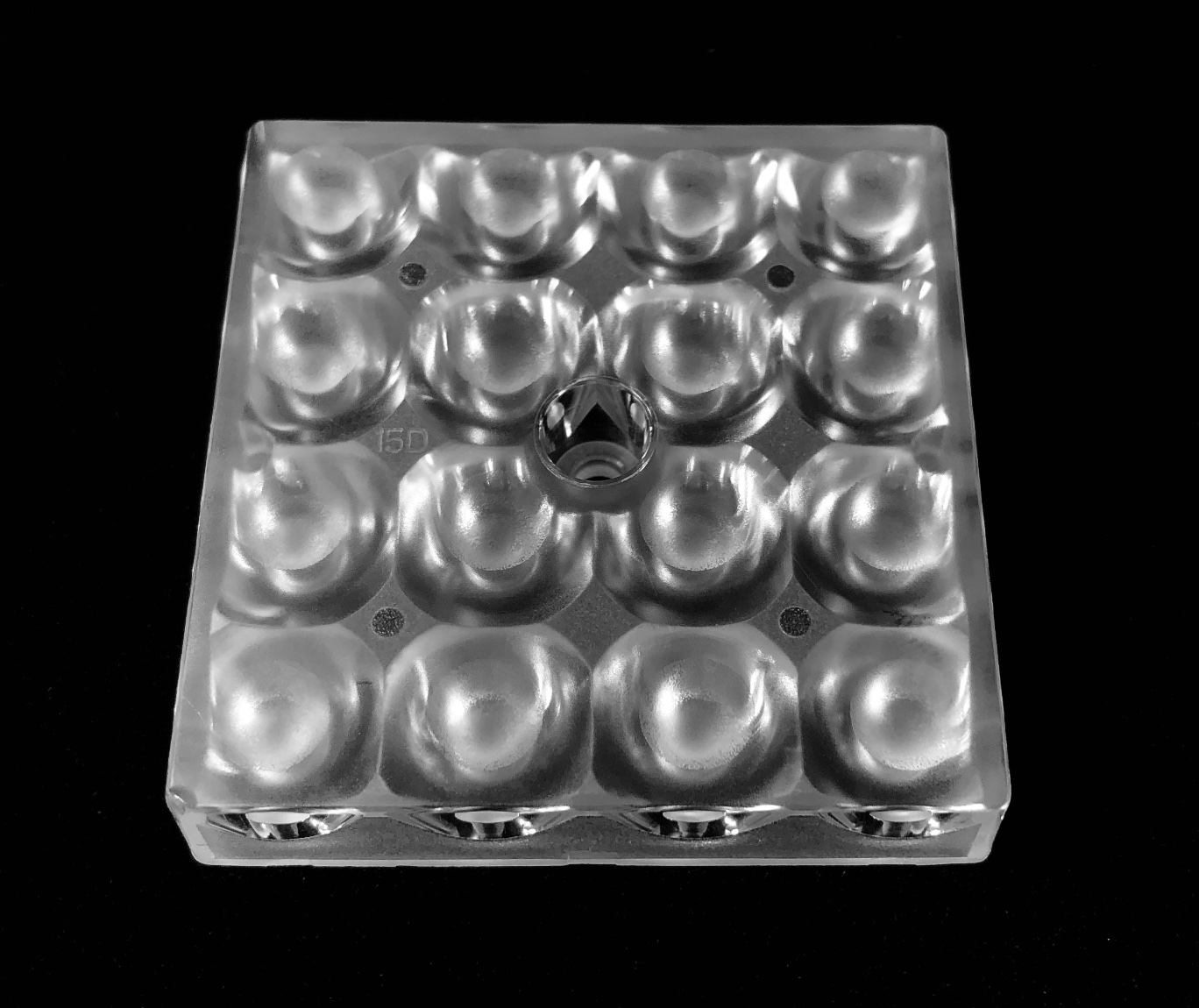 ALHB50D16LED20G - Групповая квадратная линза 4x4 на 16 светодиодов 3030 эфф=90%, ~20°,  50x50mm   H:10.3mm PC-1250Z