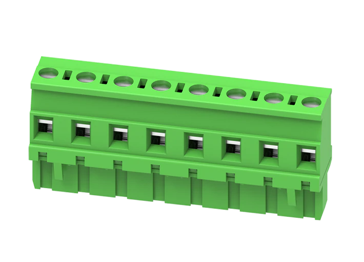 Розеточный разъем на кабель MC-RE7.5V03C-0001 - Розеточный разъем, угловой, на кабель, шаг: 7.5 мм, 3 полюса, фиксация провода винтовая, исполнение: стандартное, 630V, 18A, цвет: зеленый