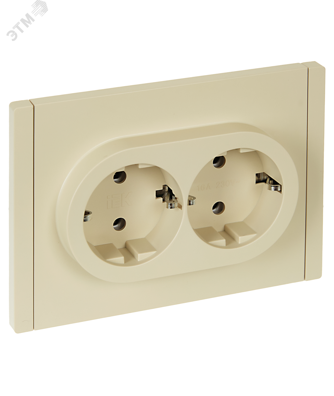 FORTE&PIANO Розетка 2-местная с заземлением без защитных шторок безвинтовое крепление 16А FP424 ваниль IEK FP-R21-16-1-K10