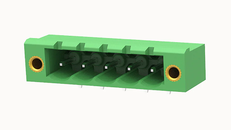 PCB вилка 2EDGRM-5.08-05P-14 - Вилочный разъем, PCB, на плату, пайка, шаг 5,08 мм, 5 полюсов, угол монтажа 90 гад., 320V, 20А, цвет: зеленый, серия 2EDGRM
