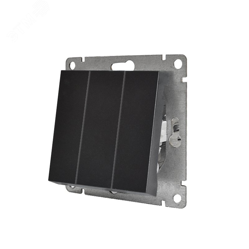 Выключатель трехклавишный UNIVersal серия Афина, с/у, 10А, 220В, графит (еврослот), механизм A0043-Gr