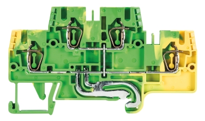 Клемма этажн. заземл. WKFN 2,5 E/SL/35 - 2-х этажная, заземляющая клемма, тип фиксации провода: пружинный, номинальное сечение: 2,5 мм кв., 500V, ширина: 5 мм, цвет: желто-зеленый, тип монтажа: DIN 35