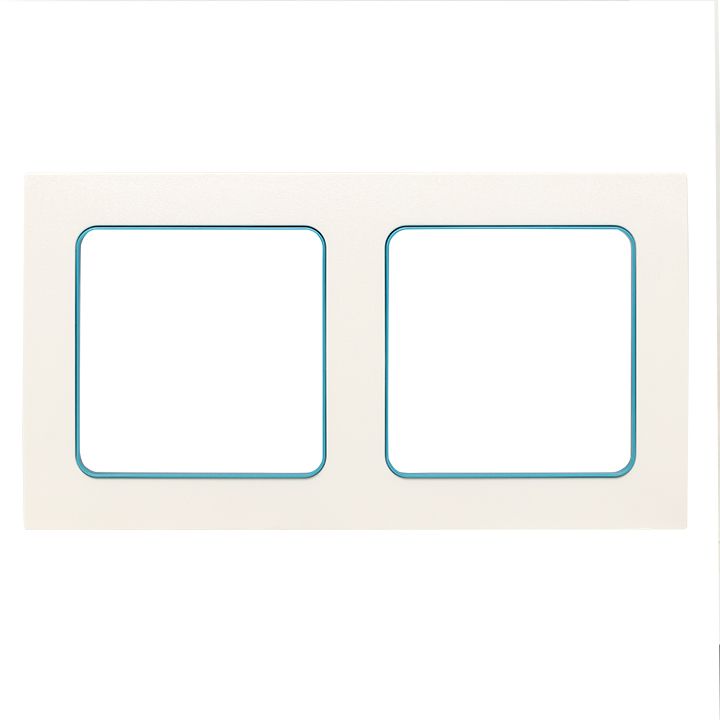 Стокгольм Рамка 2-местная белая с линией цвета синий PROxima EXM-G-305-30