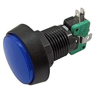 GMSI-4B-C NO(NC)+NC(NO) BLUE - Кнопка круглая с LED подсветкой, цвет синий, диаметр 44мм, посадочное отверстие 24.5мм, 5А/250В