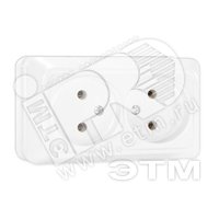Олимп Розетка двойная без заземления белая наружная О0102