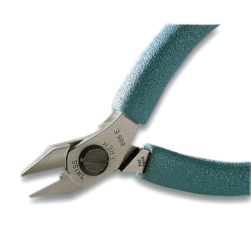 886E - Плоский срез, высококачественная инструментальная сталь, электростатически безопасны. Режущие стороны для крупных проводов. Перекусывает: проволока средней жесткости – 1,0 мм, Cu – 1,8 мм; 120мм, 83 гр.