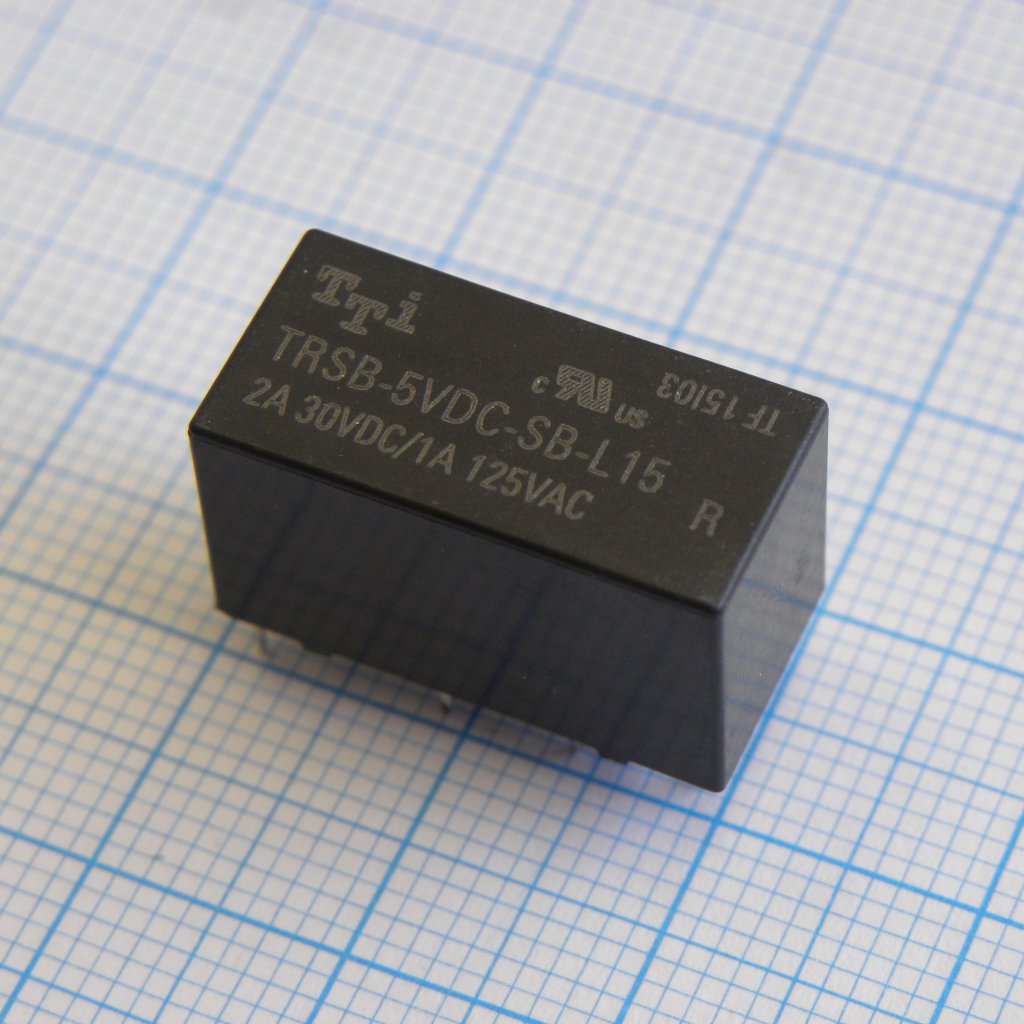 TRSB-5VDC-SB-L15-R - Катушка: 5 В 0,15 Вт 167 Ом Контакты: 2 переключающих 2 А 125 В перем. Материал: AgNi+Au Габариты 20,2х10,0х11,5 мм