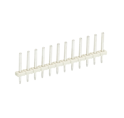 Контакт штыревой Z5.531.1225.0 - Штыревой контакт, вертикальный, на плату, диаметр штыря 0,8 мм, шаг 3,5 мм, 12 полюсов, фиксация на плате пайкой, 250V, 6А, цвет: серый, серия 8543