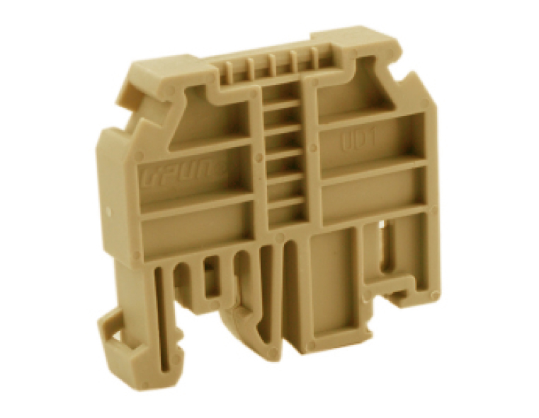 Концевой стопор UD1(DY) - Концевой стопор на рейку DIN35, тип зажима: защелка, ширина: 9,5 мм, цвет: серый, пластик