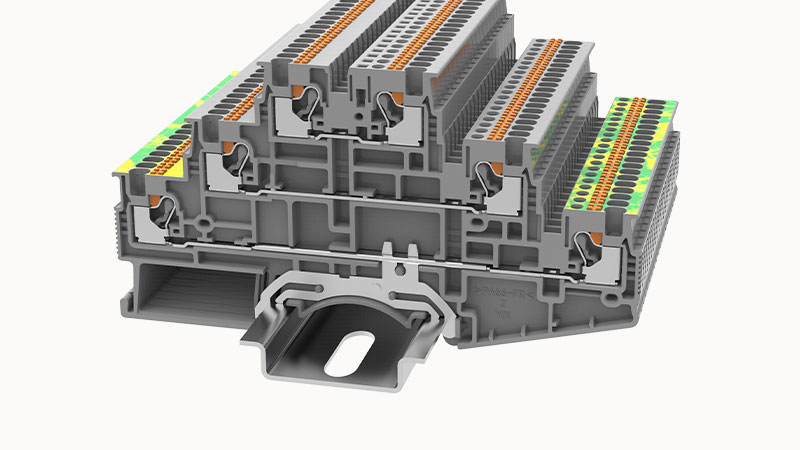 Этажная клемма DS1.5-3L-L/L/PE-01P-11 - Этажная клемма, тип фиксации провода: Push-in,маркировка этажей: L/L/PE, номинальное сечение: 1.5 мм кв., 15A, 500V,ширина: 3,5 мм, цвет: серый, тип монтажа: DIN35