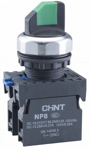Переключатель без подсветки NP8-11X/222 2 полож. с возвратом черн. 1НО+1НЗ IP65 578766