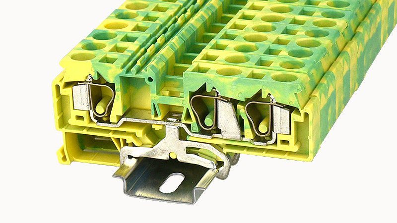Заземляющая клемма WS10-TW-PE-01P-1C - Заземляющая клемма, 3 точки подключения, тип фиксации провода: пружинный, номинальное сечение: 10 мм кв., ширина: 10 мм, цвет: желто-зеленый, тип монтажа: DIN35