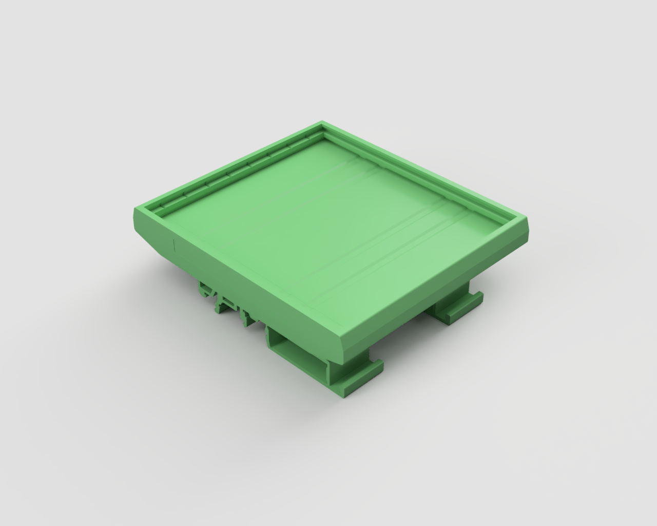 Корпус для РЭА DMK108-11.25-07P-14 - Корпус для РЭА, в сборе, в комплекте: 2 боковые крышки, держатель на DIN рейку, 7, центральных частей корпуса, высота печатной платы 108 мм, пластик, цвет: зеленый, серия DMK108